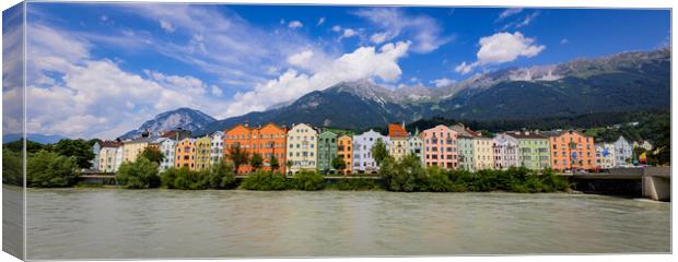 The famous colorful houses at River Inn in Innsbruck Canvas Print by Erik Lattwein