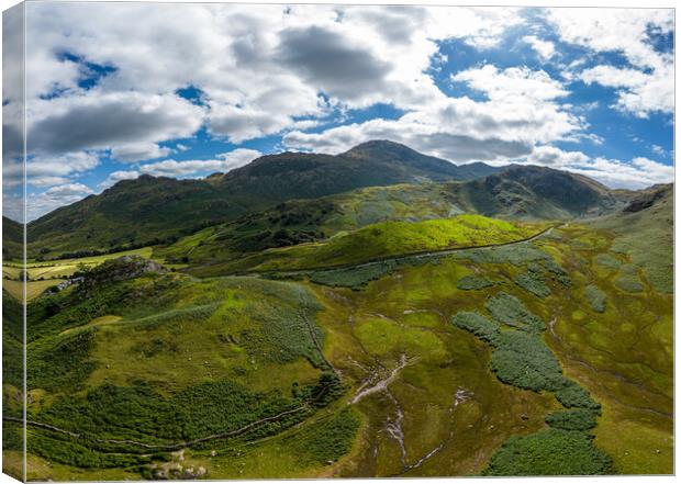Aerial view over the beautiful Lake District National Park Canvas Print by Erik Lattwein