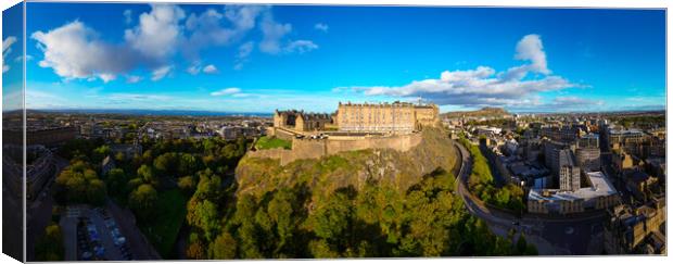 Edinburgh Castle on a sunny day - aerial view Canvas Print by Erik Lattwein