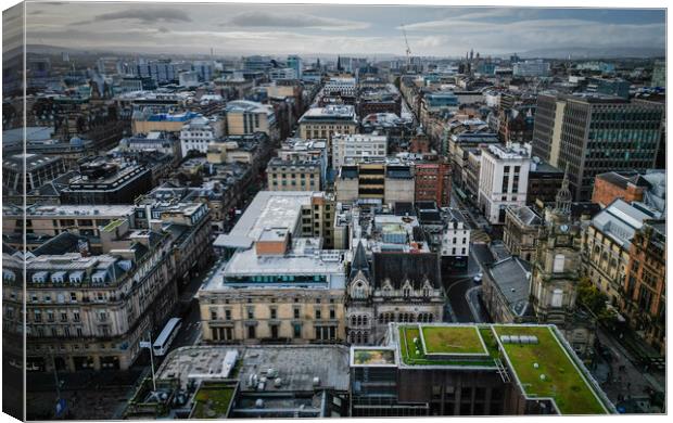 The city centre of Glasgow from above - aerial view Canvas Print by Erik Lattwein