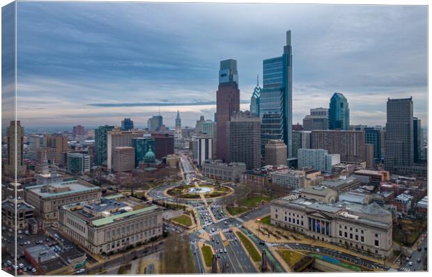 City Center of Philadelphia - aerial view - travel photography Canvas Print by Erik Lattwein