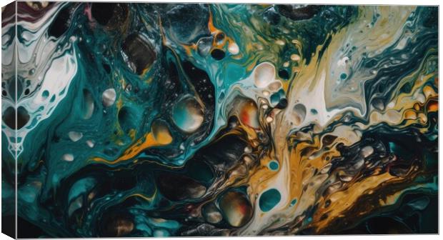 An abstract painting made from multi-colored acrylic paint, showing the artists unique creativity and artistry. Canvas Print by Erik Lattwein
