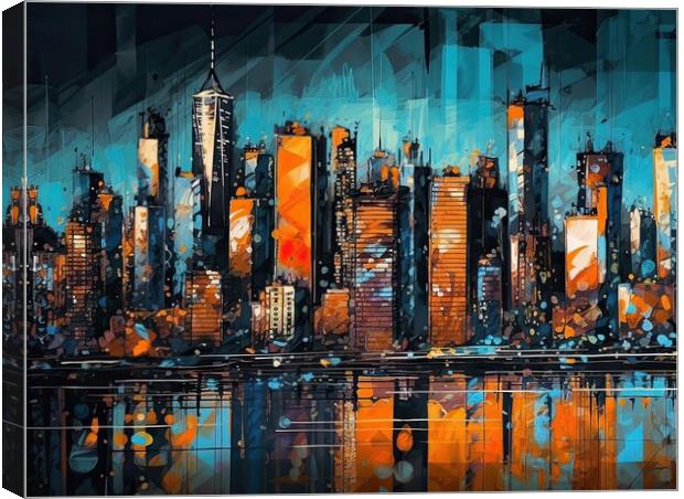 Skyline with skyscrapers Canvas Print by Erik Lattwein