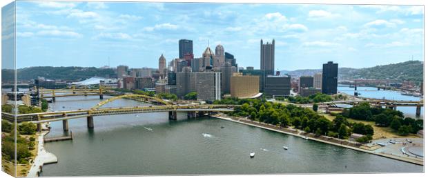 Downtown Pittsburgh aerial view - PITTSBURGH, USA - JUNE 09, 2023 Canvas Print by Erik Lattwein
