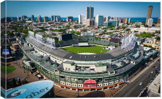 Wrigley Field Baseball stadium Chicago - home of the Chicago Cubs - CHICAGO, USA - JUNE 06, 2023 Canvas Print by Erik Lattwein