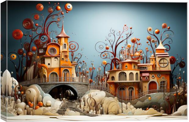 Surrealistic Whimsy Surreal abstract scene - abstract background Canvas Print by Erik Lattwein