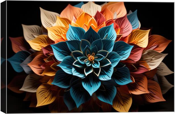 Symmetrical Kaleidoscope Intricate symmetrical pattern - abstrac Canvas Print by Erik Lattwein