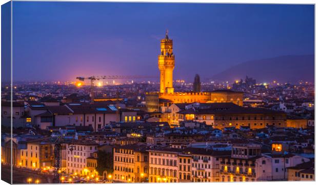 Panoramic view over the city of Florence from Mich Canvas Print by Erik Lattwein