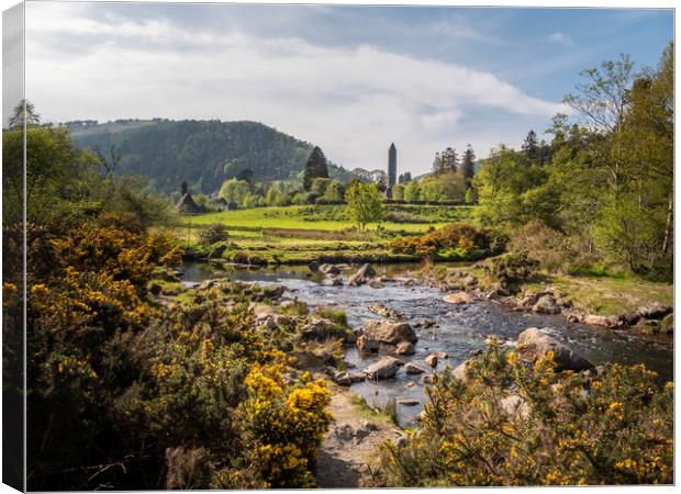 Small creek art Glendalough in the Wicklow Mountai Canvas Print by Erik Lattwein