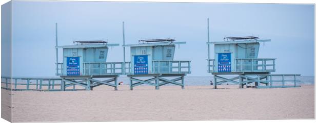 Lifeguard towers at Venice Beach California Canvas Print by Erik Lattwein