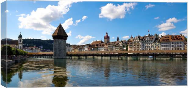 River Reuss in the city of Lucerne Canvas Print by Erik Lattwein