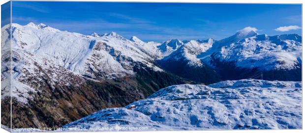The glaciers in the Swiss Alps - snow covered mountains in Switzerland Canvas Print by Erik Lattwein