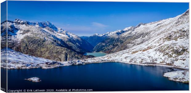 The glaciers in the Swiss Alps - snow covered mountains in Switzerland Canvas Print by Erik Lattwein