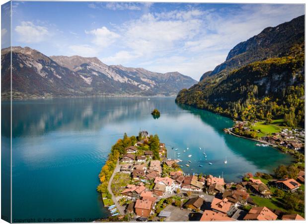 Anazing view over Lake Brienz in Switzerland Canvas Print by Erik Lattwein