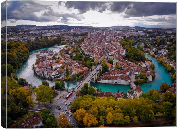 Panoramic view over the city of Bern - the capital city of Switzerland Canvas Print by Erik Lattwein