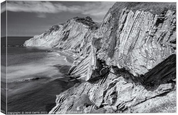 Zumaya Flysch Cliffs, Gipuzkoa - CR2106-5674-BW Canvas Print by Jordi Carrio