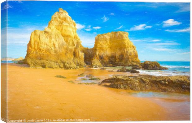 Beaches and cliffs of Praia Rocha, Algarve - 7 - Picturesque Edi Canvas Print by Jordi Carrio