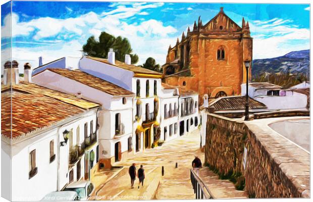 Charming Streets of Ronda - C1804-2933-WAT Canvas Print by Jordi Carrio