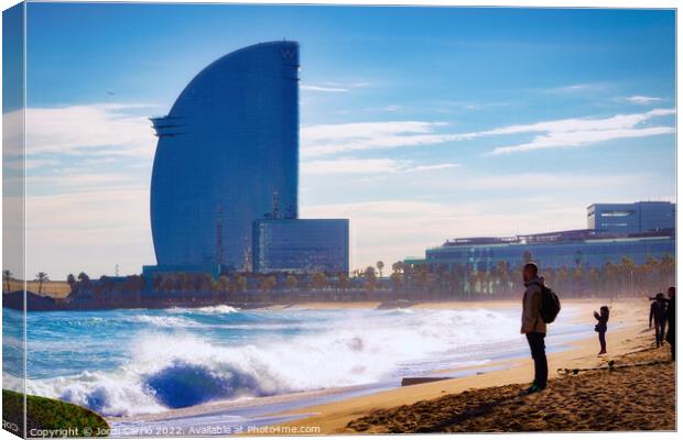 San Sebastian Beach in Barceloneta - C1701-8447-GL Canvas Print by Jordi Carrio