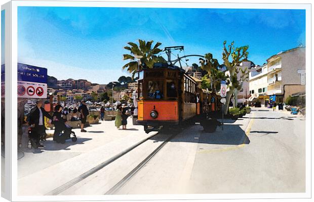 Sóller tourist train, Majorca - CR2205-7525-WAT Canvas Print by Jordi Carrio
