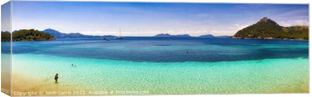 Panoramic view of Formentor Beach, Pollensa Orton glow Edition  Canvas Print by Jordi Carrio