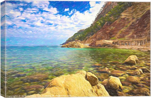 View of the coast of Estellencs - CR2205-7486-OIL Canvas Print by Jordi Carrio