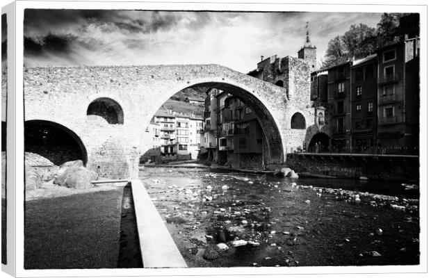 Bridge with history - CR2011-4027-BW Canvas Print by Jordi Carrio