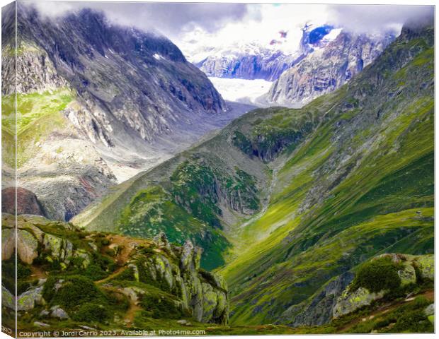 Majestic Aletsch Glacier Panorama  Canvas Print by Jordi Carrio