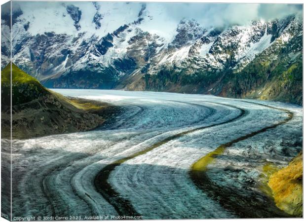 Majestic Aletsch Glacier Panorama - N0708-60-ORT-2 Canvas Print by Jordi Carrio