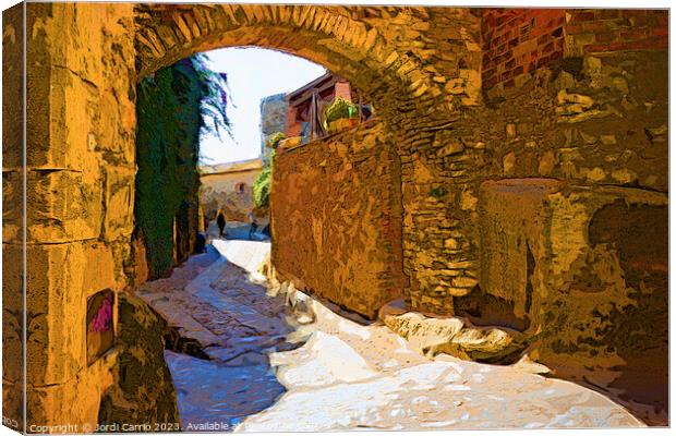 Arch of the street, Peratallada - C1610-7676-WAT Canvas Print by Jordi Carrio