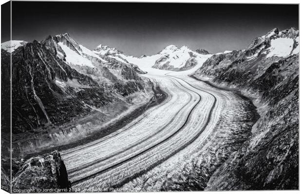 Majestic Aletsch Glacier View - N0708-129-BW-2 Canvas Print by Jordi Carrio