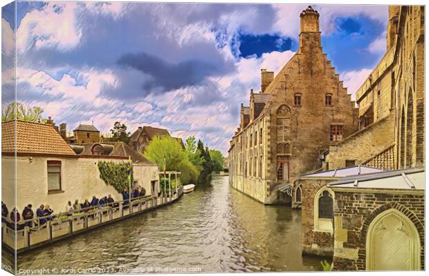 Bruges Canal in Spring - CR2304-8957-WAT Canvas Print by Jordi Carrio