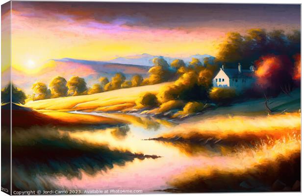 Sunrise in the valley - GIA-2309-1046-OIL Canvas Print by Jordi Carrio