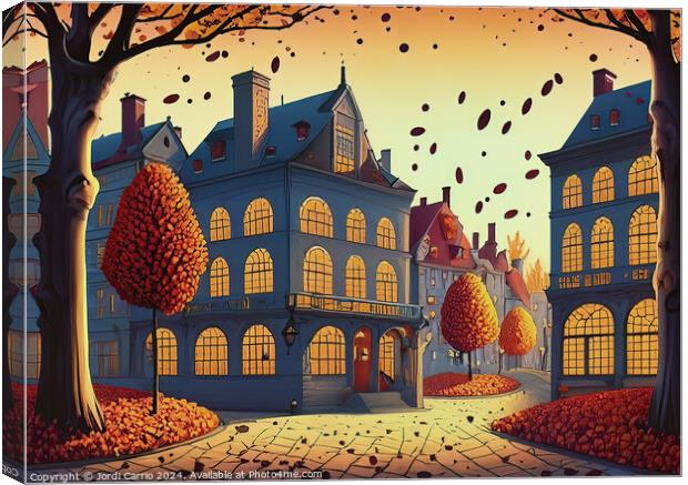 Autumn Dusk in the Alley - GIA2401-0116-ILU Canvas Print by Jordi Carrio