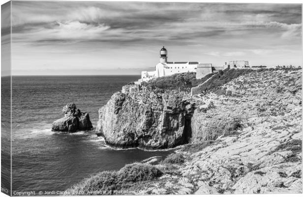 Lighthouse of Cape San Vicente - Black and white Canvas Print by Jordi Carrio