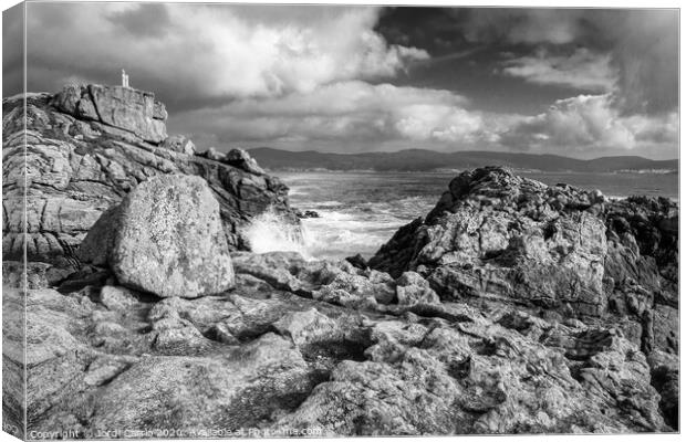 View of the Coast of Death, Galicia. black and whi Canvas Print by Jordi Carrio