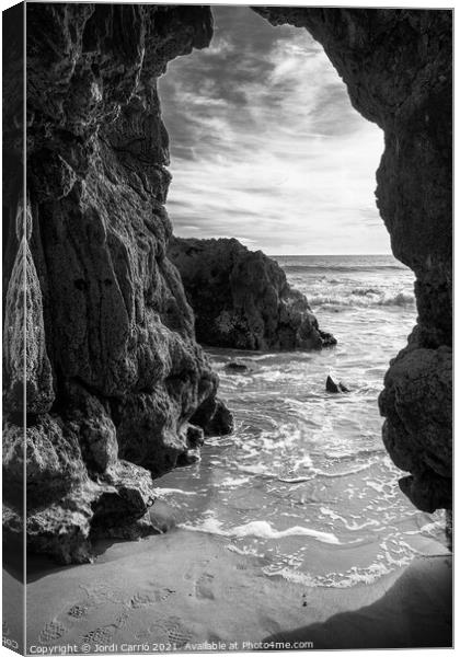 Rocky Portal to the Ocean - C1902-4804-BW Canvas Print by Jordi Carrio