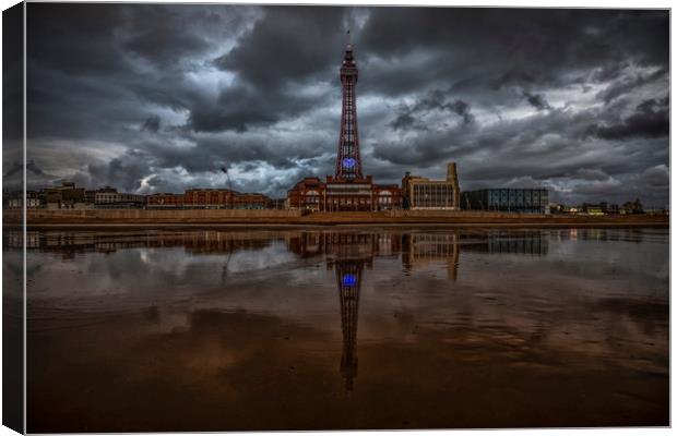 Blackpool Tower Reflections Canvas Print by Scott Somerside
