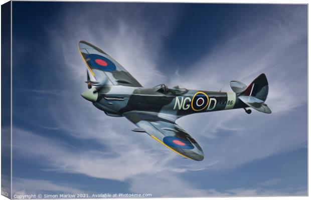 Spitfire RW386 Canvas Print by Simon Marlow