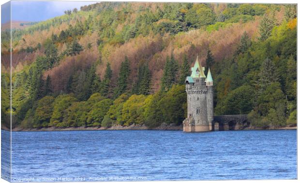 The straining tower on Lake Vyrnwy Canvas Print by Simon Marlow