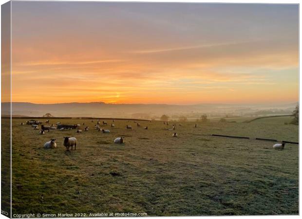 Vibrant Shropshire Sunrise Canvas Print by Simon Marlow