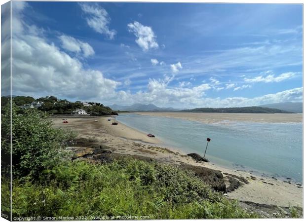 Borth y Gest Beach Canvas Print by Simon Marlow