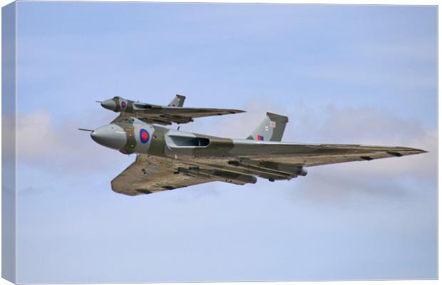 Flight of the Avro Vulcans Canvas Print by Simon Marlow
