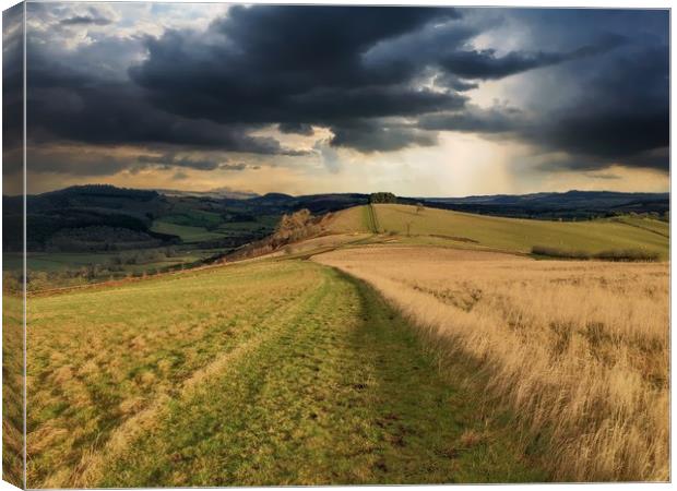 Dramatic Storm Clouds Over South Shropshire Canvas Print by Simon Marlow