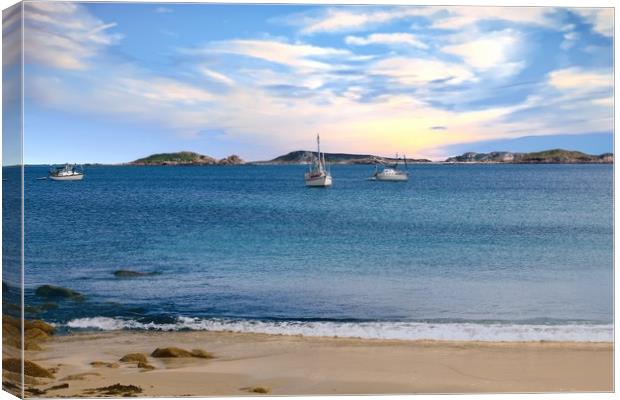 View from St Mary's to Samson, Scilly Isles Canvas Print by Simon Marlow