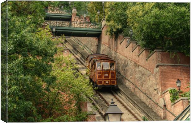 Hillside Tram in Budapest, Hungary Canvas Print by Simon Marlow