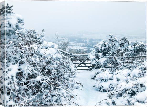 White winter in South Shropshire Canvas Print by Simon Marlow