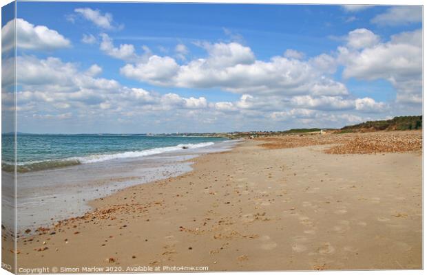 A sweeping view across the beach at Hengistbury He Canvas Print by Simon Marlow