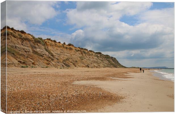 A sweeping view across the beach at Hengistbury Head Canvas Print by Simon Marlow