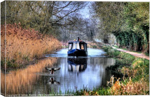 A relaxing day on the Kennet and Avon Canal Canvas Print by Simon Marlow